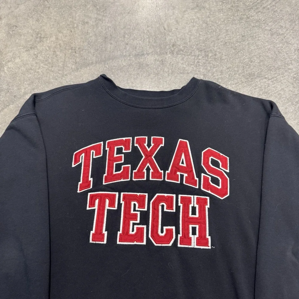 Vintage Texas Tech Crewneck Red Raider Black Red Sweatshirt USA Mexico Sz XL